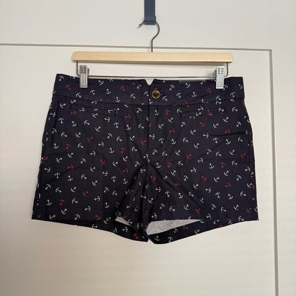 Banana Republic Pants - Banana Republic Shorts Womens Sz 8 Navy Blue Chino Anchor Print Stretch Beachy